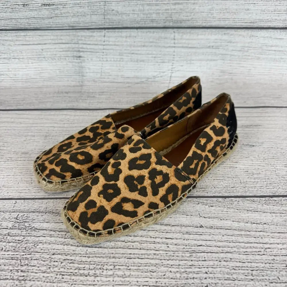 Franco Sarto Women's Kenna Cheetah Printed Slip On Espadrilles Size 7.5 Wide
